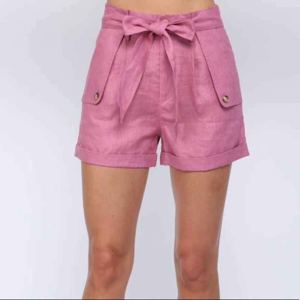 Linen paperbag shorts